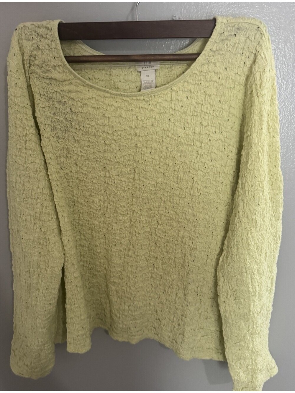 J. Jill Stretch Womens XL Lime Green Crinkle Popcorn Textured Long Sleeve Top